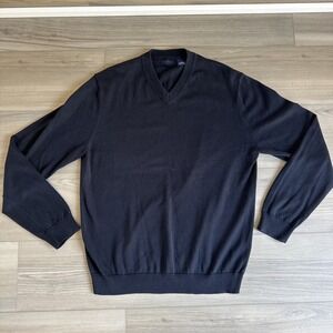 Vintage Structure V-Neck Navy Blue Dress Sweater‎ Men's Med Cotton Y2K Hong Kong